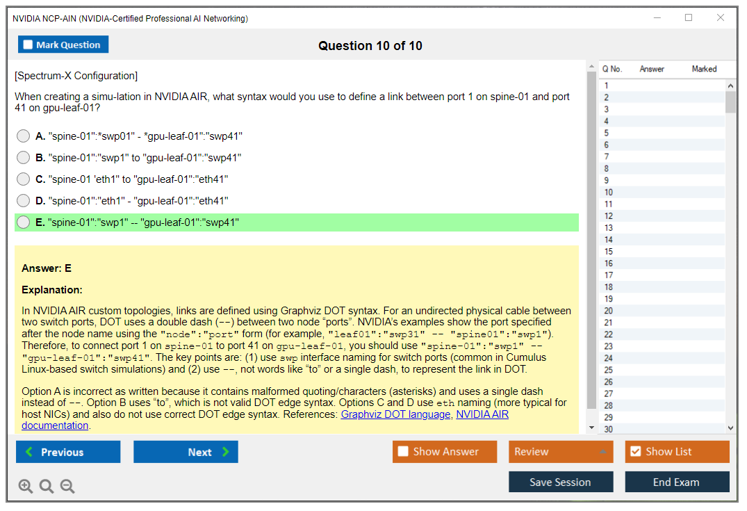 NVIDIA NCP-AIN (NVIDIA-Certified Professional AI Networking) Exam Simulator Test Engine Exam Question 10