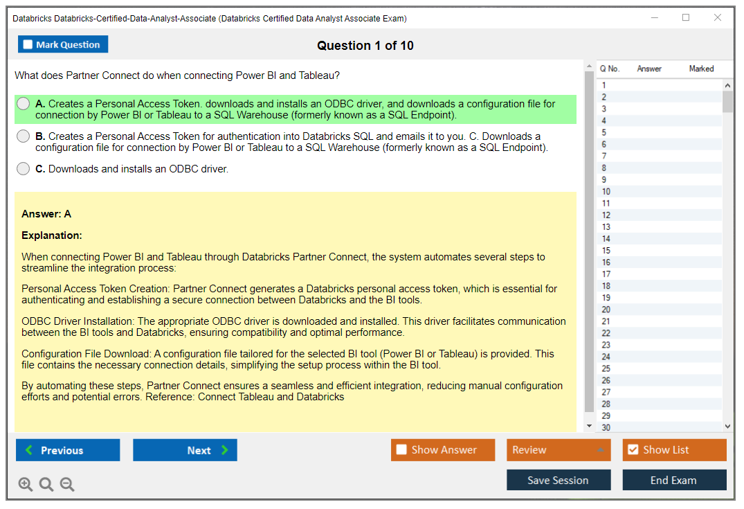 Databricks Databricks-Certified-Data-Analyst-Associate (Databricks Certified Data Analyst Associate Exam) Exam Simulator Test Engine Exam Question 1