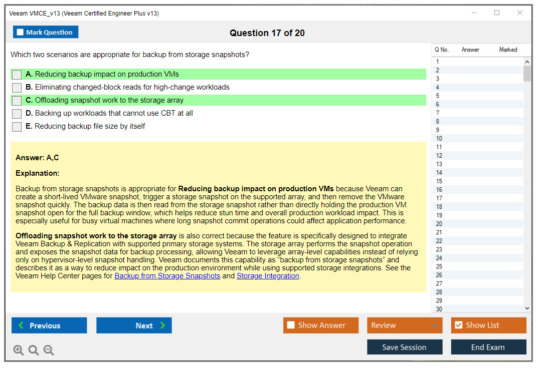 Veeam VMCE_v13 (Veeam Certified Engineer Plus v13) Exam Simulator Test Engine Exam Question 17