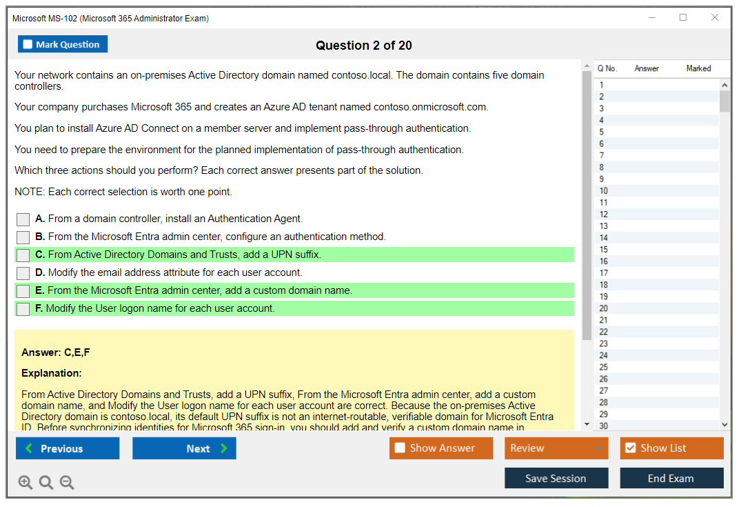 Microsoft MS-102 (Microsoft 365 Administrator Exam) Exam Simulator Test Engine Exam Question 2