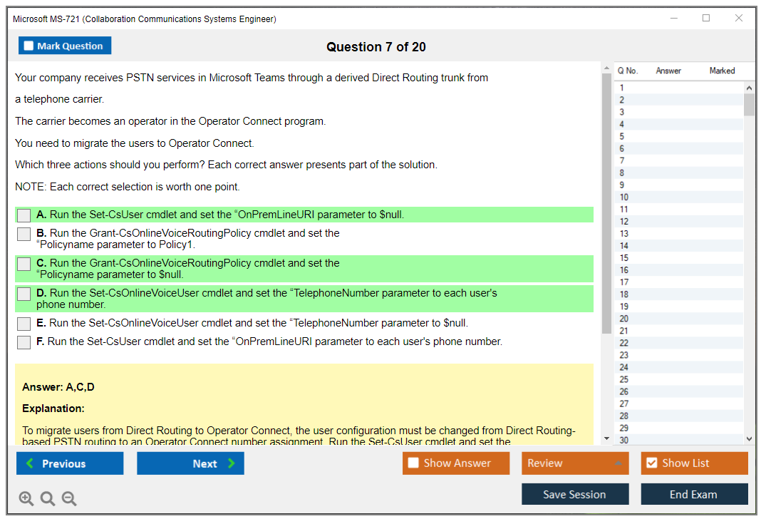 Microsoft MS-721 (Collaboration Communications Systems Engineer) Exam Simulator Test Engine Exam Question 7