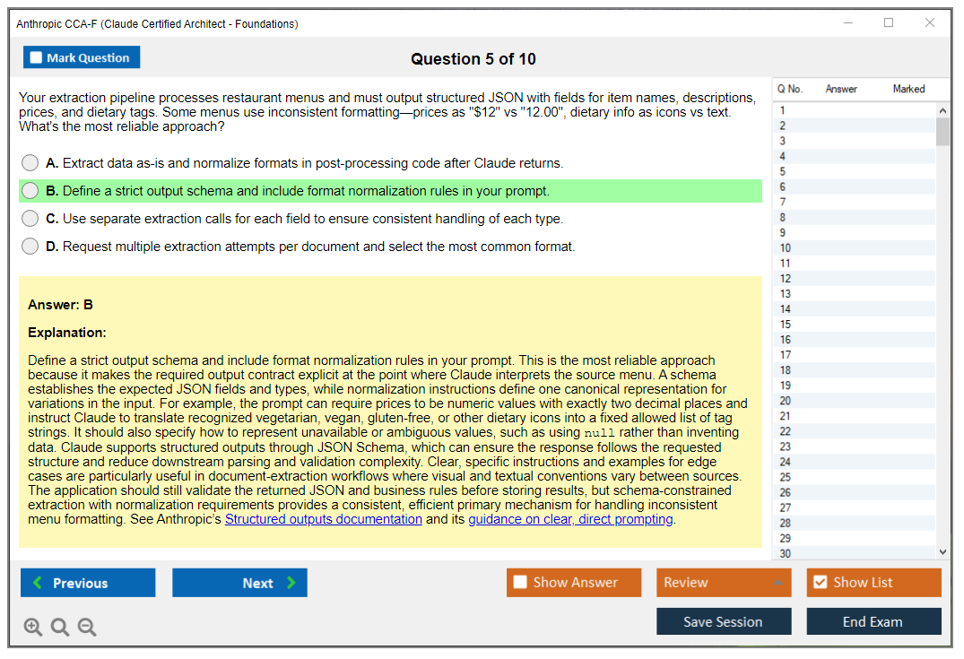 Anthropic CCA-F (Claude Certified Architect - Foundations) Exam Simulator Test Engine Exam Question 5