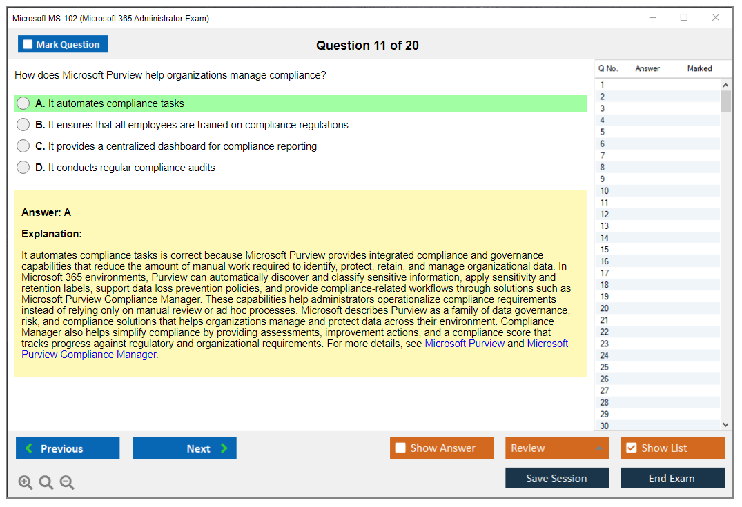 Microsoft MS-102 (Microsoft 365 Administrator Exam) Exam Simulator Test Engine Exam Question 11