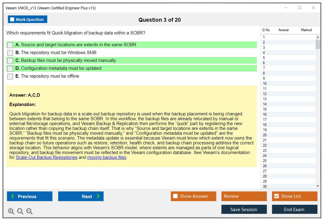 Veeam VMCE_v13 (Veeam Certified Engineer Plus v13) Exam Simulator Test Engine Exam Question 3