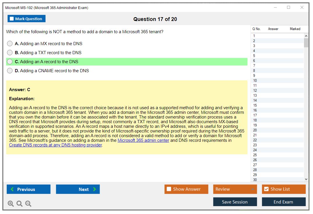 Microsoft MS-102 (Microsoft 365 Administrator Exam) Exam Simulator Test Engine Exam Question 17