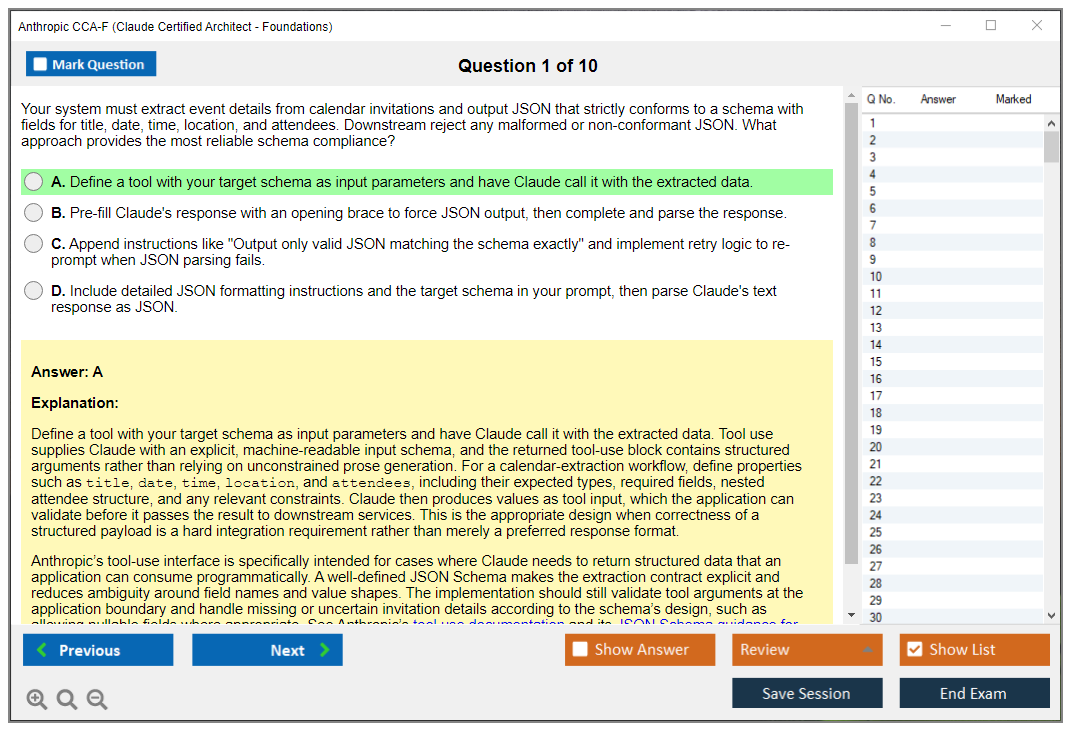 Anthropic CCA-F (Claude Certified Architect - Foundations) Exam Simulator Test Engine Exam Question 1