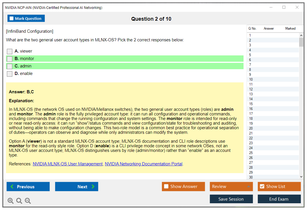 NVIDIA NCP-AIN (NVIDIA-Certified Professional AI Networking) Exam Simulator Test Engine Exam Question 2