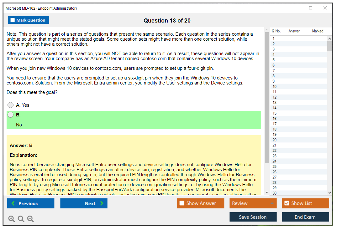 Microsoft MD-102 (Endpoint Administrator) Exam Simulator Test Engine Exam Question 13
