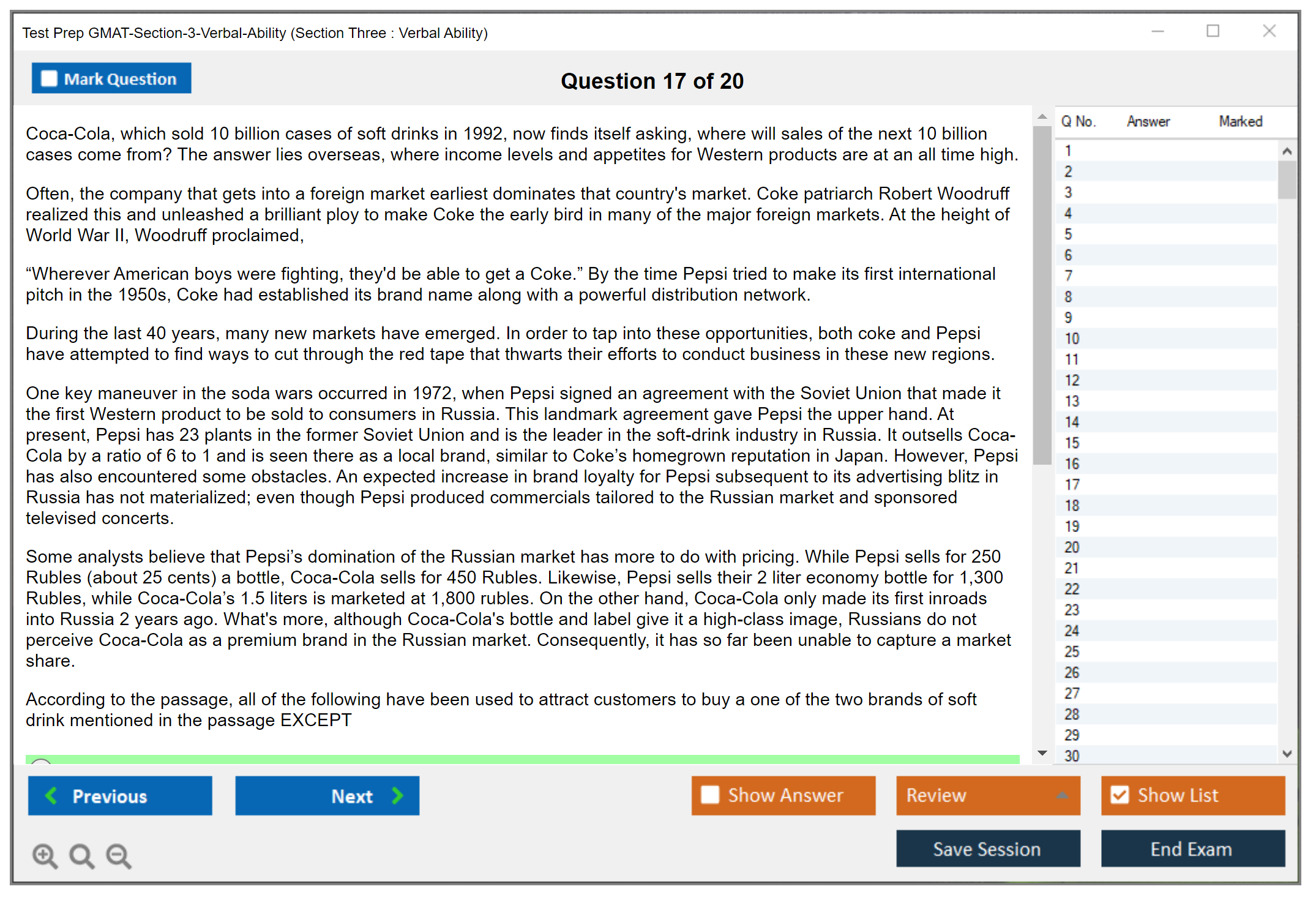 Test Prep GMAT-Section-3-Verbal-Ability (Section Three : Verbal Ability) Exam Simulator Test Engine Exam Question 17