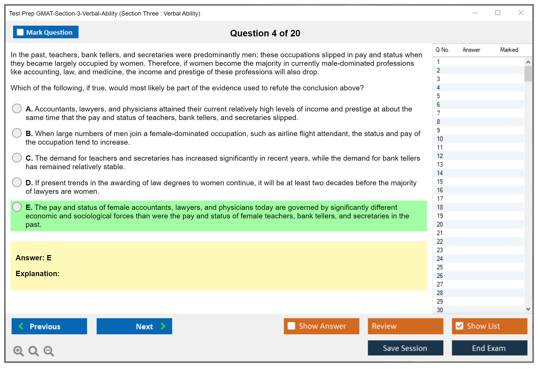 Test Prep GMAT-Section-3-Verbal-Ability (Section Three : Verbal Ability) Exam Simulator Test Engine Exam Question 4