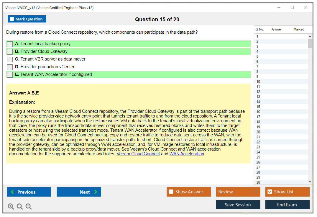 Veeam VMCE_v13 (Veeam Certified Engineer Plus v13) Exam Simulator Test Engine Exam Question 15