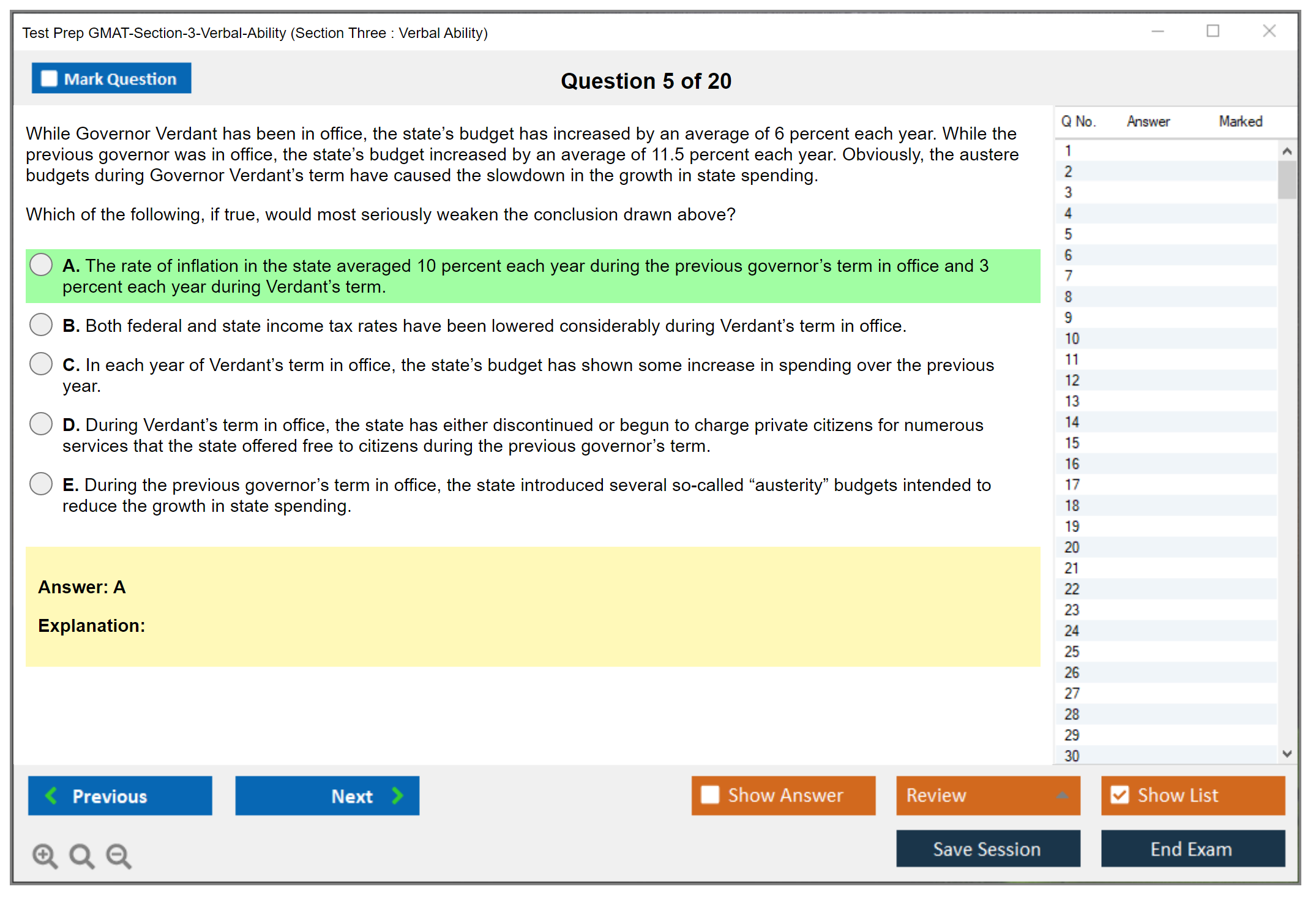 Test Prep GMAT-Section-3-Verbal-Ability (Section Three : Verbal Ability) Exam Simulator Test Engine Exam Question 5