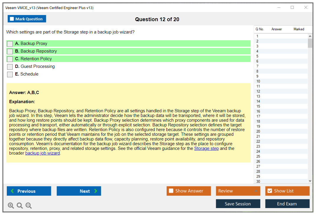 Veeam VMCE_v13 (Veeam Certified Engineer Plus v13) Exam Simulator Test Engine Exam Question 12