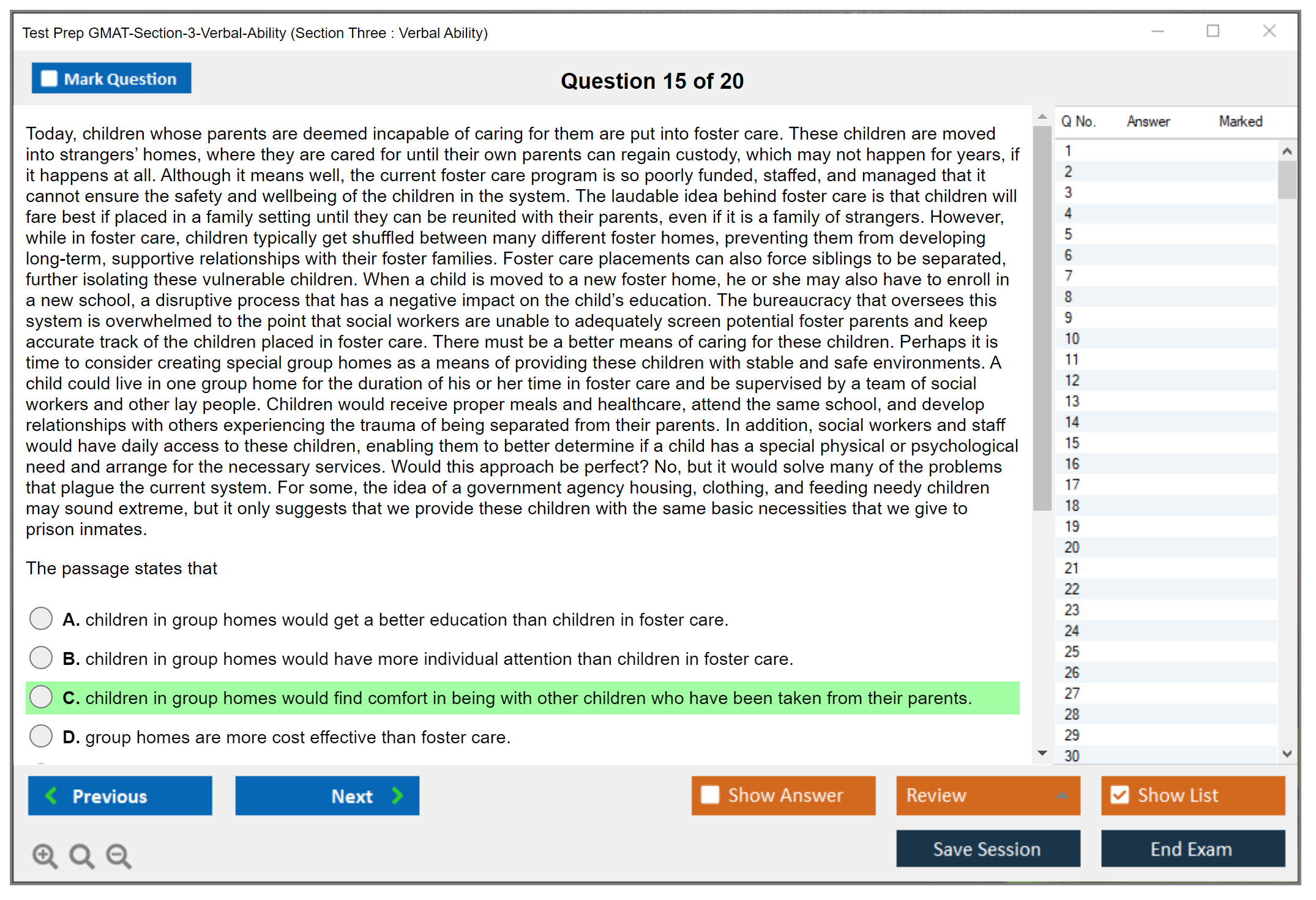Test Prep GMAT-Section-3-Verbal-Ability (Section Three : Verbal Ability) Exam Simulator Test Engine Exam Question 15