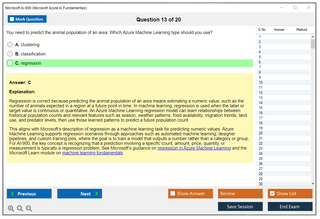 Microsoft AI-900 (Microsoft Azure AI Fundamentals) Exam Simulator Test Engine Exam Question 13