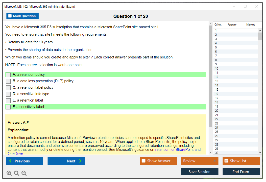 Microsoft MS-102 (Microsoft 365 Administrator Exam) Exam Simulator Test Engine Exam Question 1