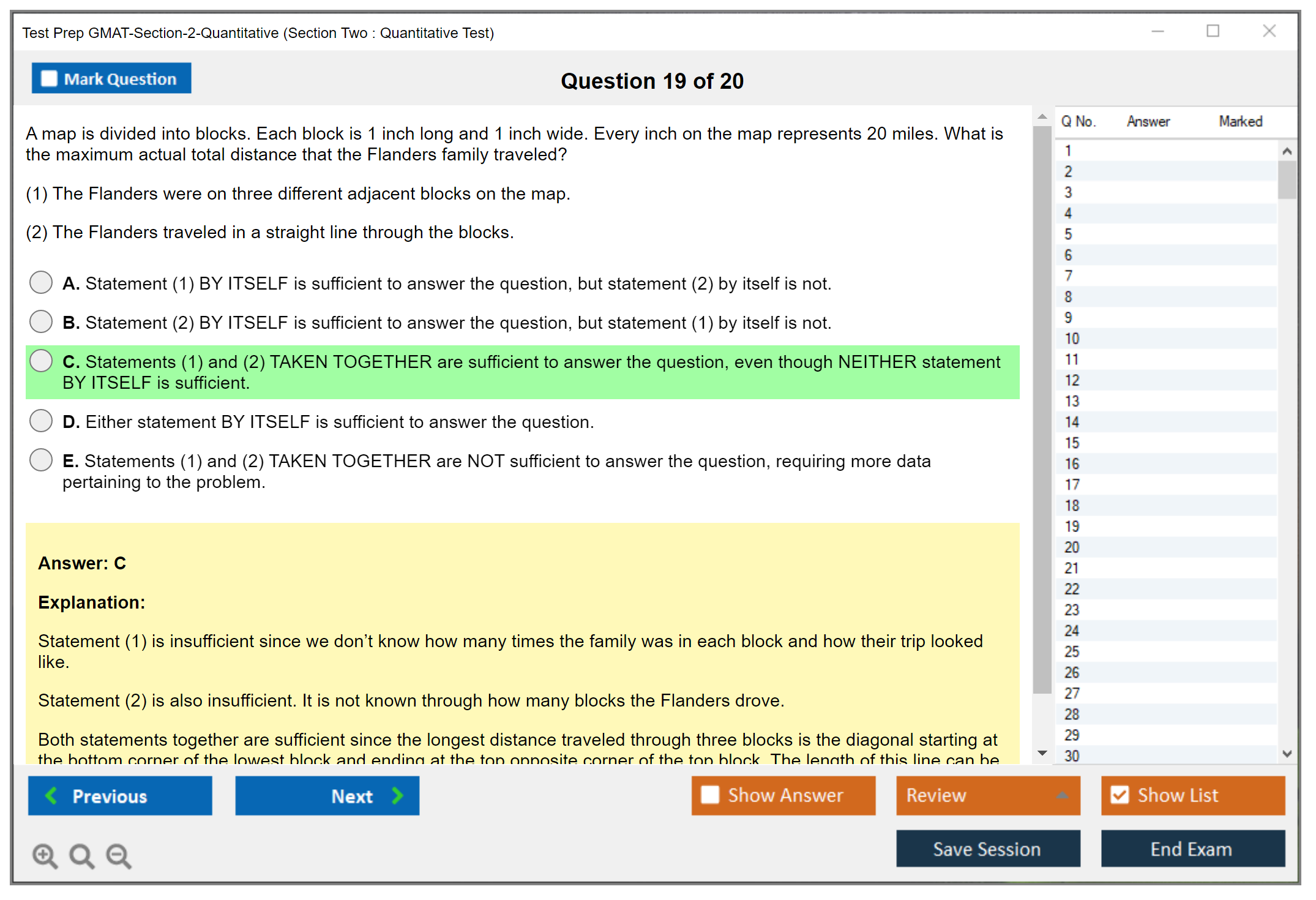 Test Prep GMAT-Section-2-Quantitative (Section Two : Quantitative Test) Exam Simulator Test Engine Exam Question 19