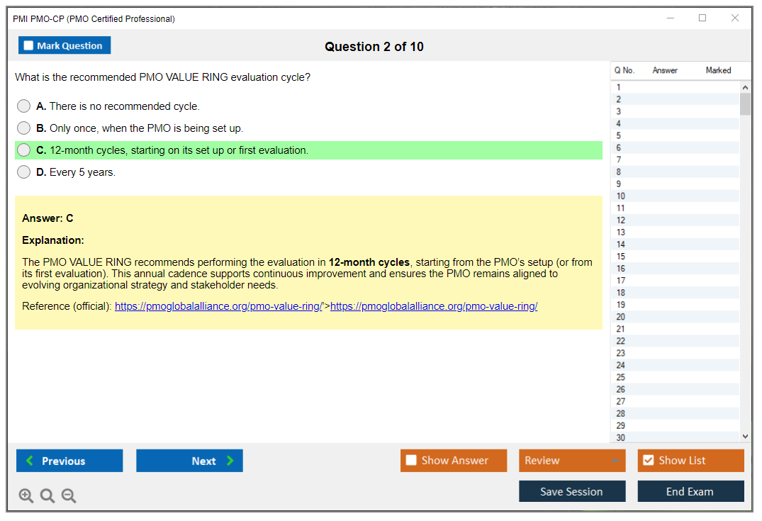 PMI PMO-CP (PMO Certified Professional) Exam Simulator Test Engine Exam Question 2
