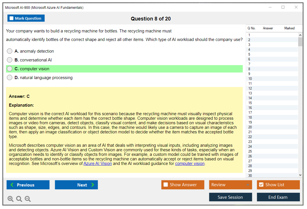 Microsoft AI-900 (Microsoft Azure AI Fundamentals) Exam Simulator Test Engine Exam Question 8