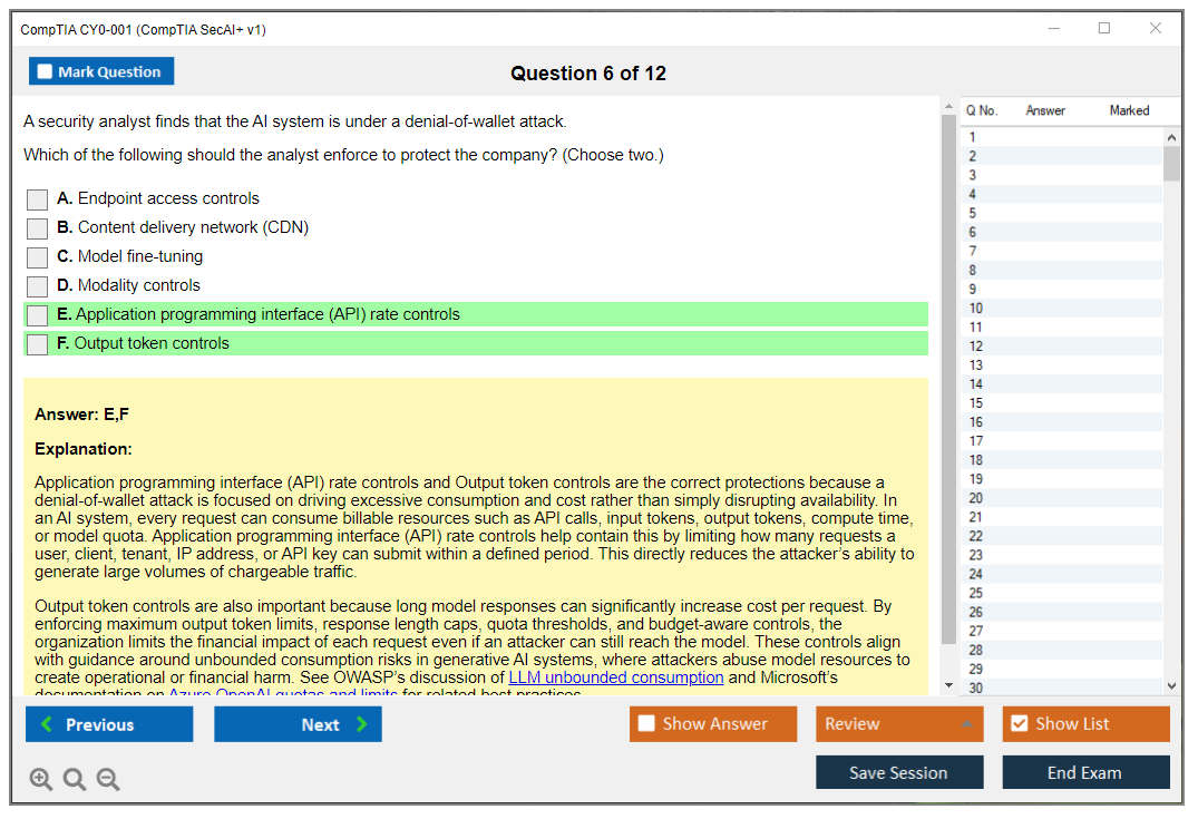 CompTIA CY0-001 (CompTIA SecAI+ v1) Exam Simulator Test Engine Exam Question 6