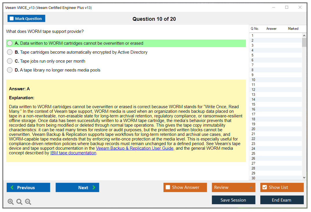 Veeam VMCE_v13 (Veeam Certified Engineer Plus v13) Exam Simulator Test Engine Exam Question 10