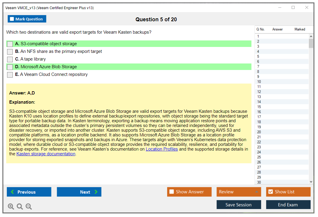 Veeam VMCE_v13 (Veeam Certified Engineer Plus v13) Exam Simulator Test Engine Exam Question 5