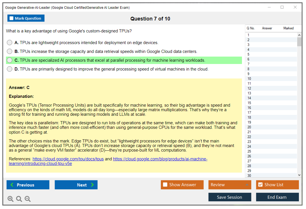 Google Generative-AI-Leader (Google Cloud CertifiedGenerative AI Leader Exam) Exam Simulator Test Engine Exam Question 7
