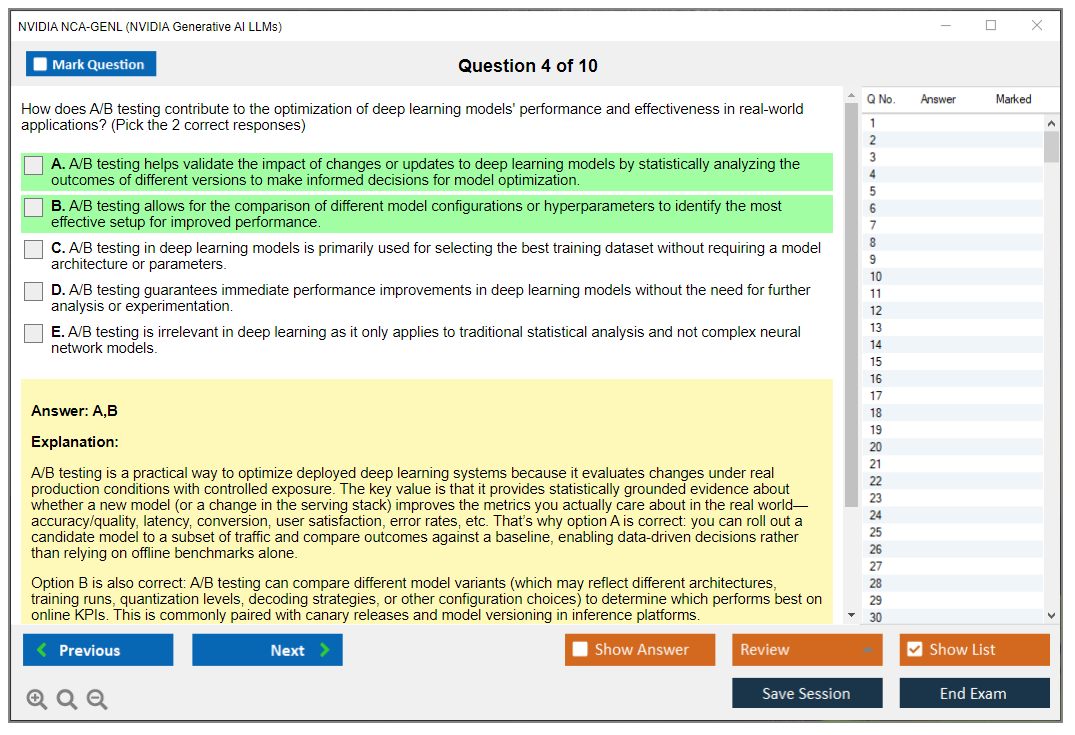 NVIDIA NCA-GENL (NVIDIA Generative AI LLMs) Exam Simulator Test Engine Exam Question 4