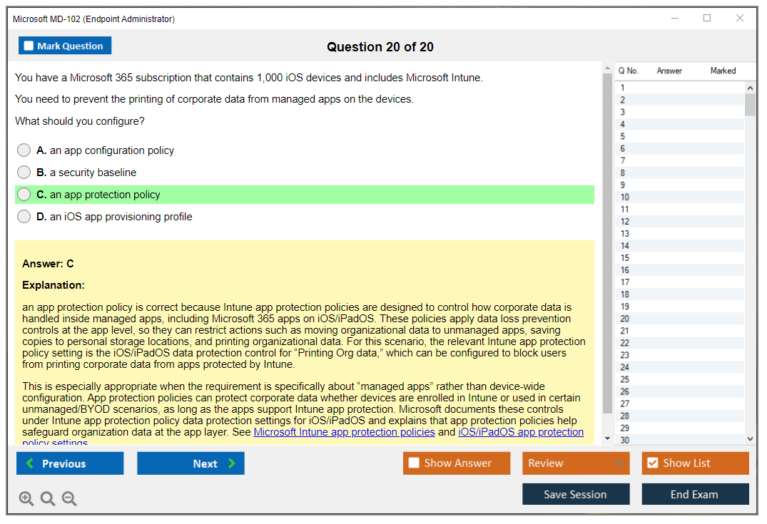 Microsoft MD-102 (Endpoint Administrator) Exam Simulator Test Engine Exam Question 20