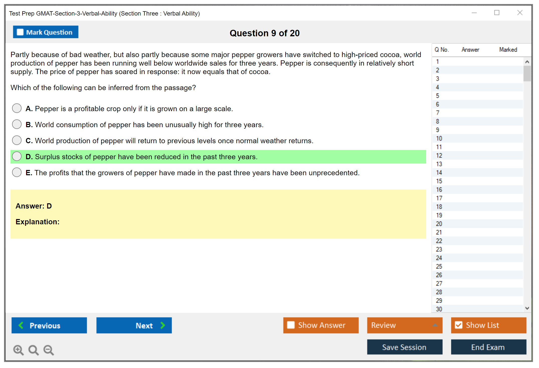 Test Prep GMAT-Section-3-Verbal-Ability (Section Three : Verbal Ability) Exam Simulator Test Engine Exam Question 9