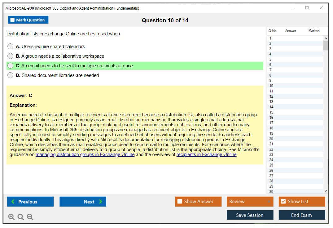 Microsoft AB-900 (Microsoft 365 Copilot and Agent Administration Fundamentals) Exam Simulator Test Engine Exam Question 10