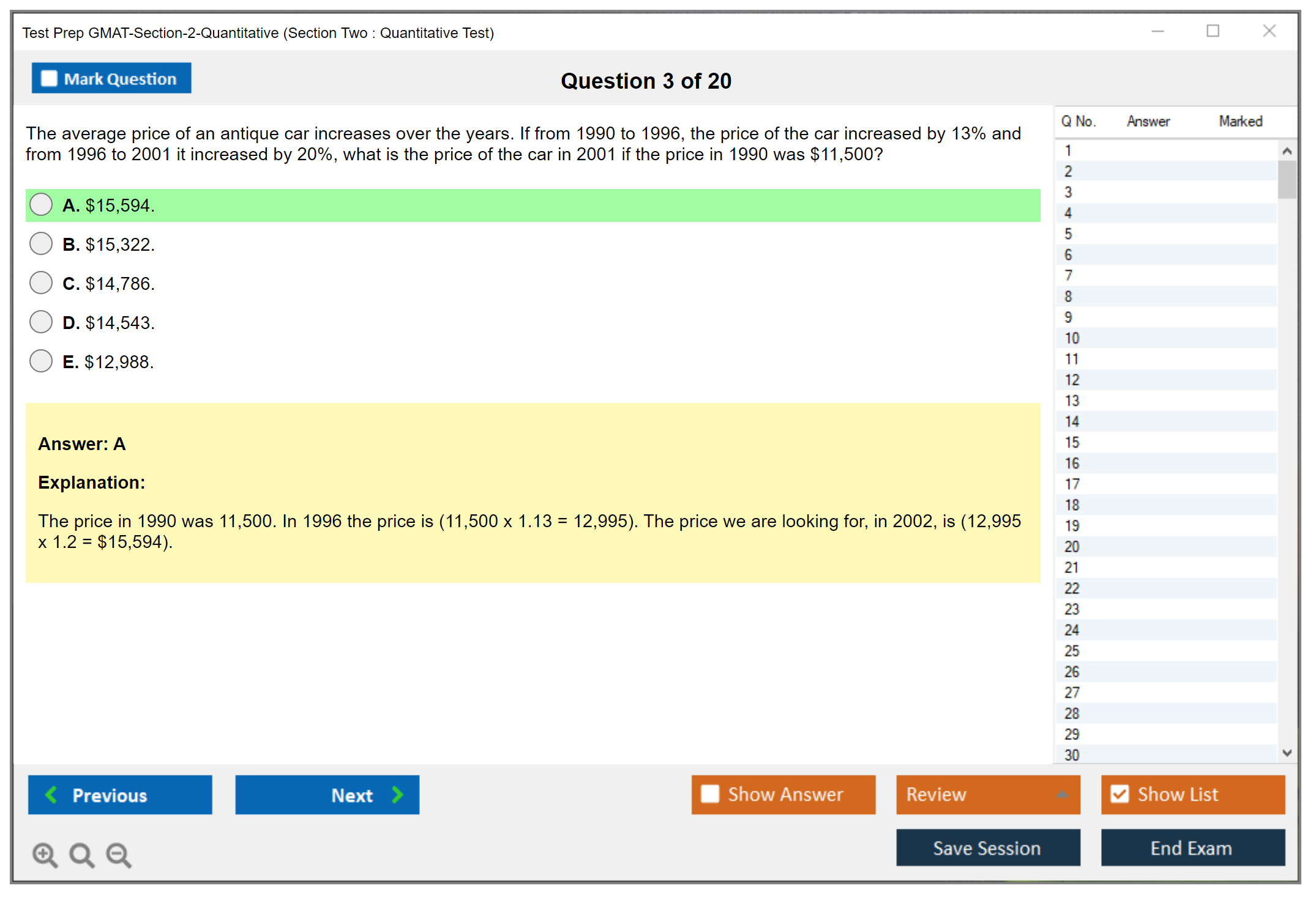Test Prep GMAT-Section-2-Quantitative (Section Two : Quantitative Test) Exam Simulator Test Engine Exam Question 3