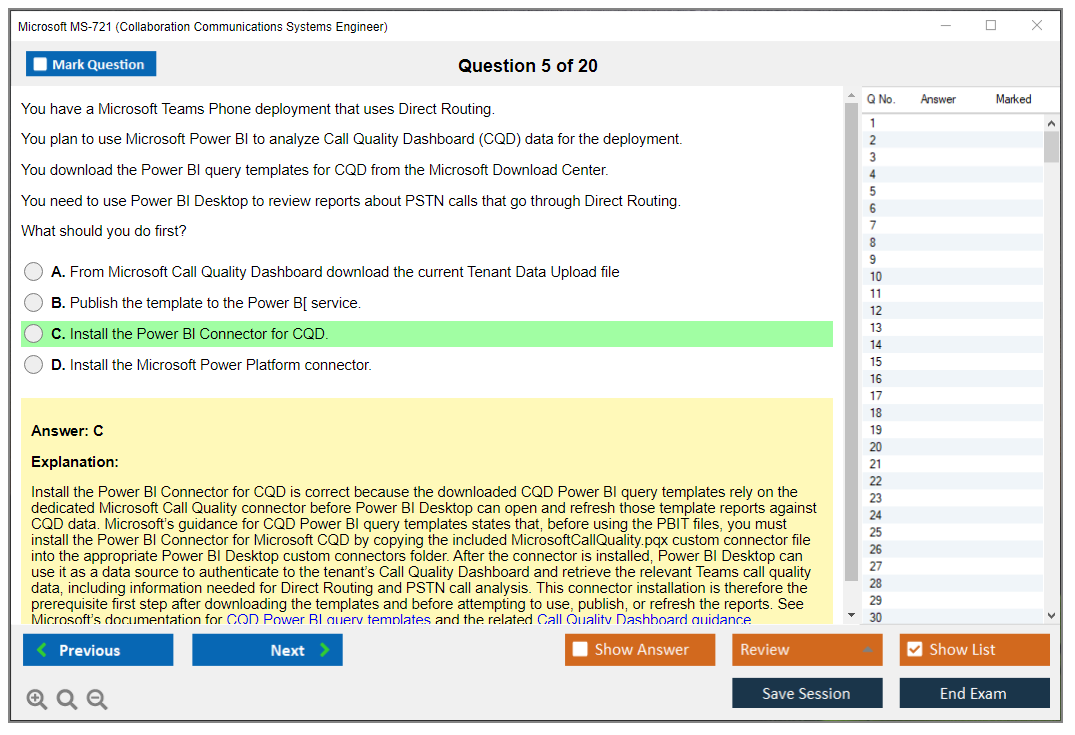 Microsoft MS-721 (Collaboration Communications Systems Engineer) Exam Simulator Test Engine Exam Question 5
