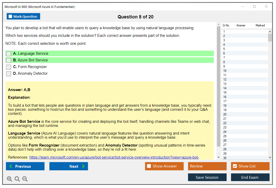 Microsoft AI-900 (Microsoft Azure AI Fundamentals) Exam Simulator Test Engine Exam Question 8