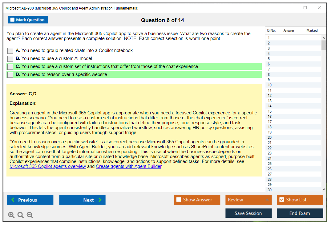 Microsoft AB-900 (Microsoft 365 Copilot and Agent Administration Fundamentals) Exam Simulator Test Engine Exam Question 6