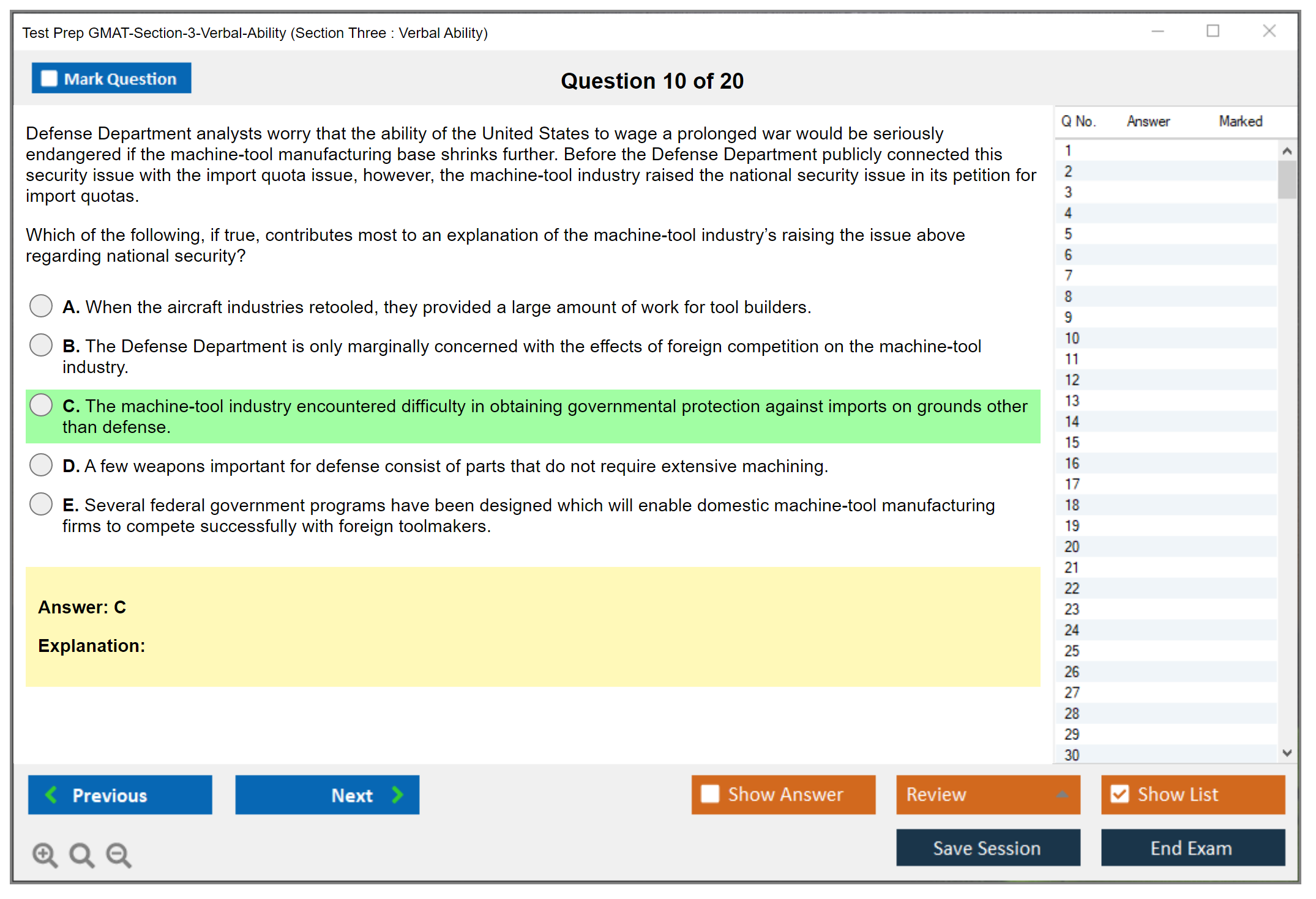 Test Prep GMAT-Section-3-Verbal-Ability (Section Three : Verbal Ability) Exam Simulator Test Engine Exam Question 10