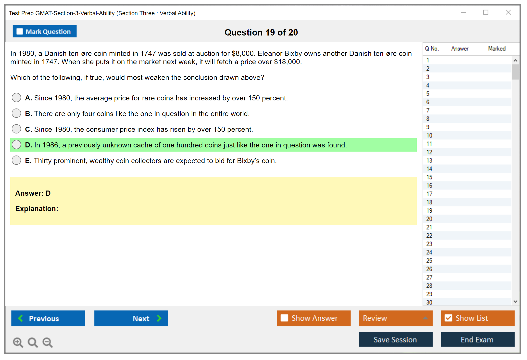 Test Prep GMAT-Section-3-Verbal-Ability (Section Three : Verbal Ability) Exam Simulator Test Engine Exam Question 19
