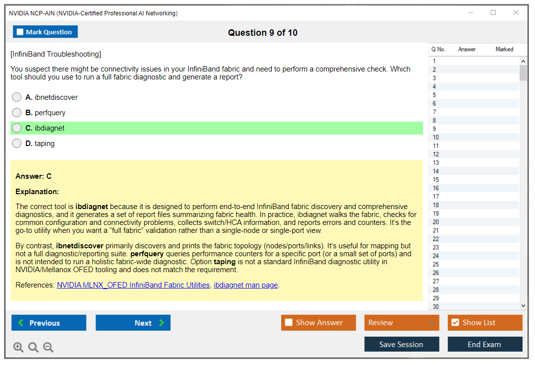 NVIDIA NCP-AIN (NVIDIA-Certified Professional AI Networking) Exam Simulator Test Engine Exam Question 9