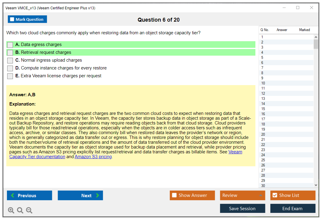 Veeam VMCE_v13 (Veeam Certified Engineer Plus v13) Exam Simulator Test Engine Exam Question 6