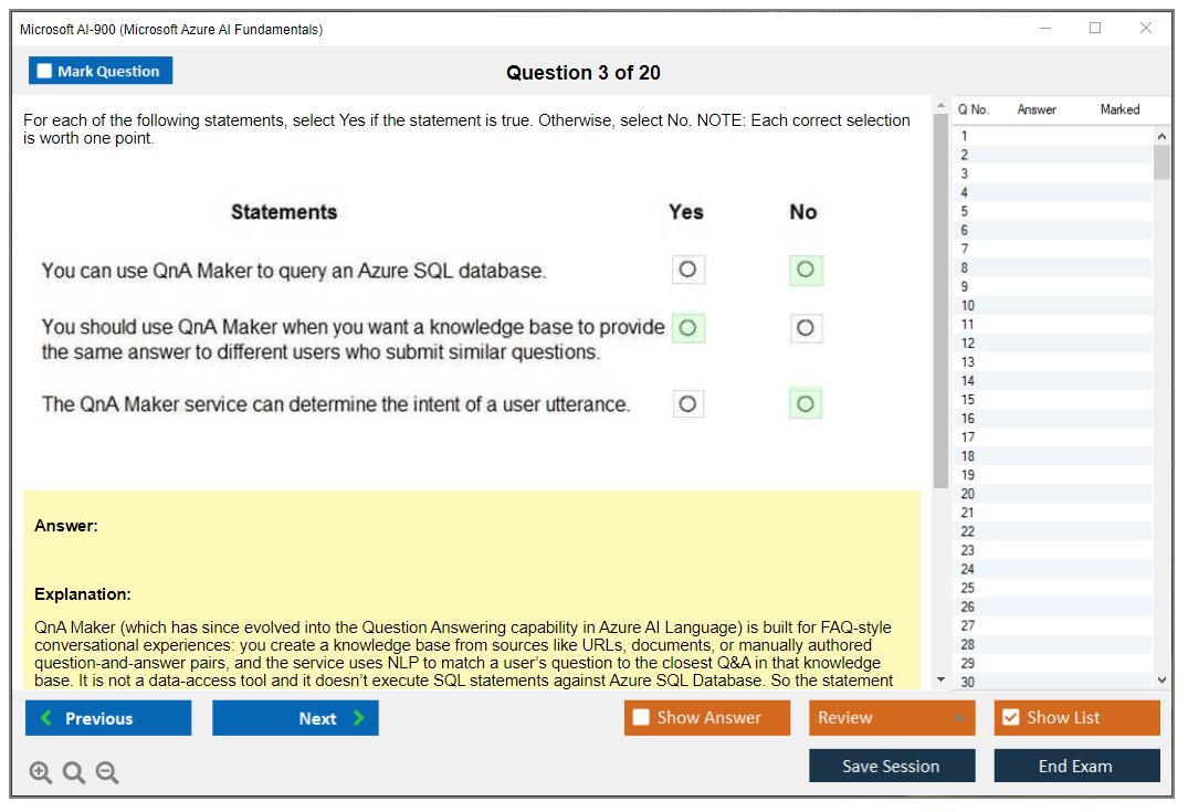 Microsoft AI-900 (Microsoft Azure AI Fundamentals) Exam Simulator Test Engine Exam Question 3