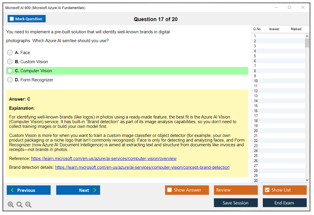 Microsoft AI-900 (Microsoft Azure AI Fundamentals) Exam Simulator Test Engine Exam Question 17