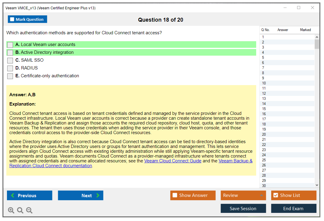 Veeam VMCE_v13 (Veeam Certified Engineer Plus v13) Exam Simulator Test Engine Exam Question 18