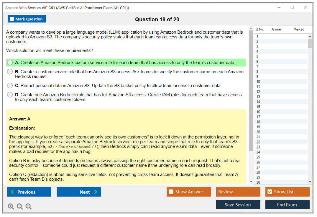 Amazon AWS AIF-C01 (AWS Certified AI Practitioner Exam(AI1-C01)) Exam Simulator Test Engine Exam Question 18