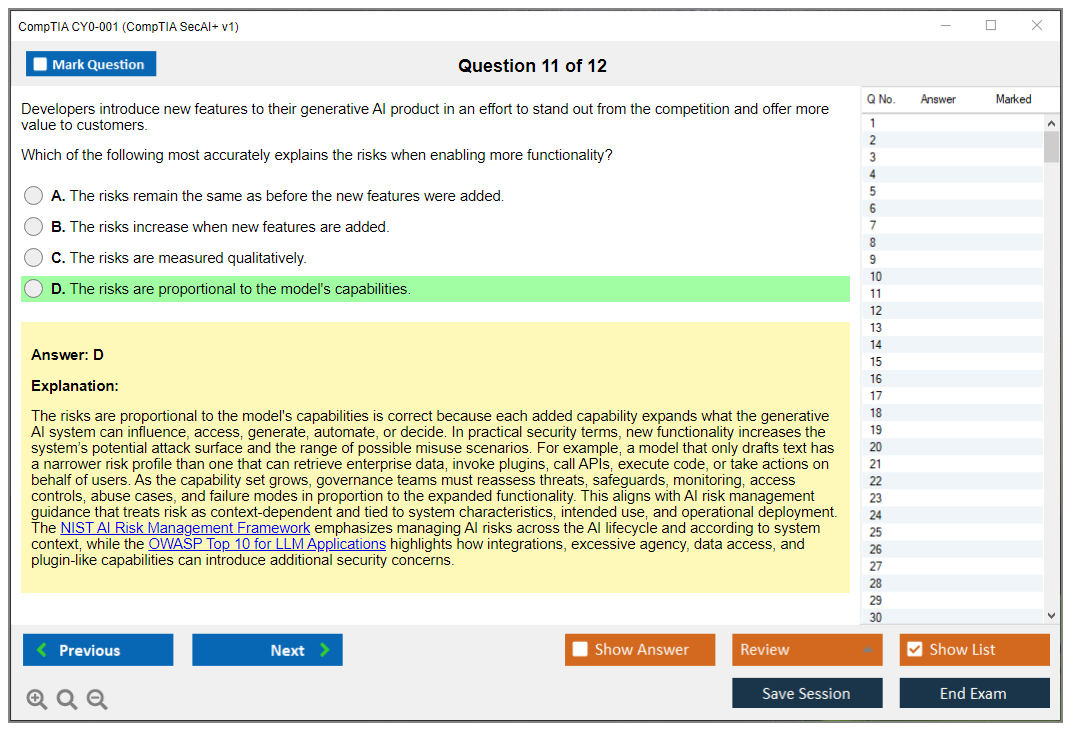 CompTIA CY0-001 (CompTIA SecAI+ v1) Exam Simulator Test Engine Exam Question 11