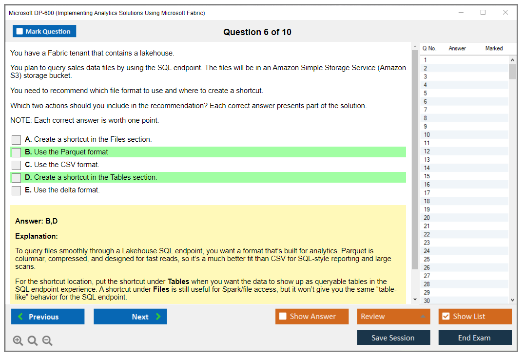 Microsoft DP-600 (Implementing Analytics Solutions Using Microsoft Fabric) Exam Simulator Test Engine Exam Question 6