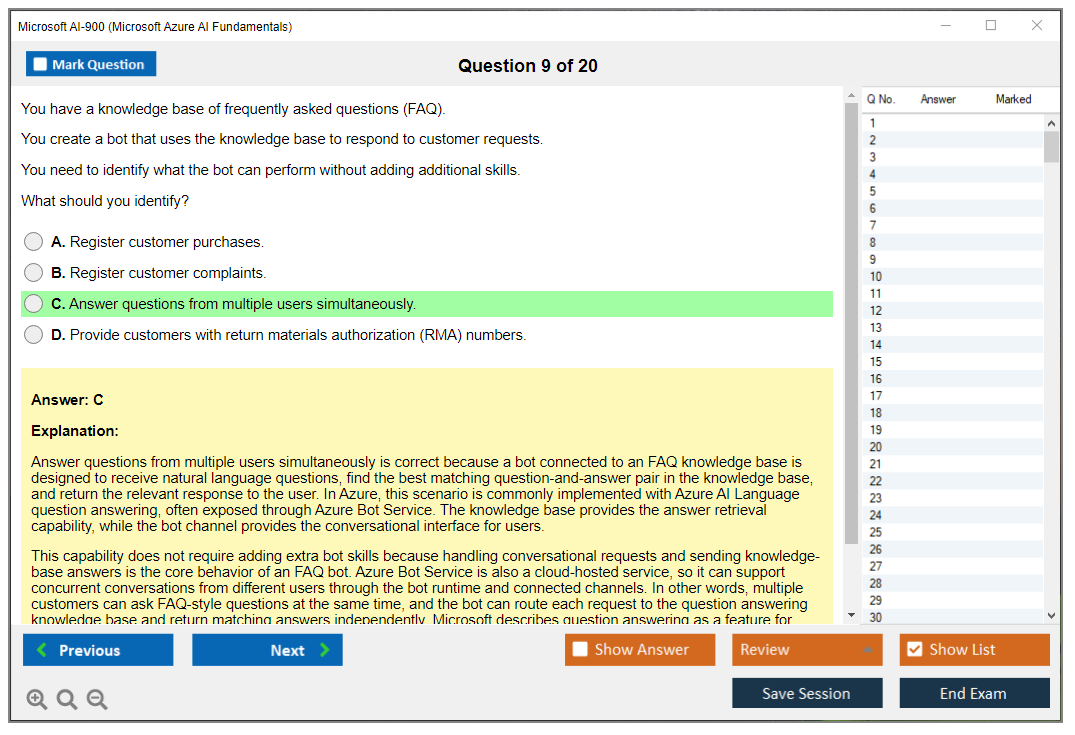Microsoft AI-900 (Microsoft Azure AI Fundamentals) Exam Simulator Test Engine Exam Question 9