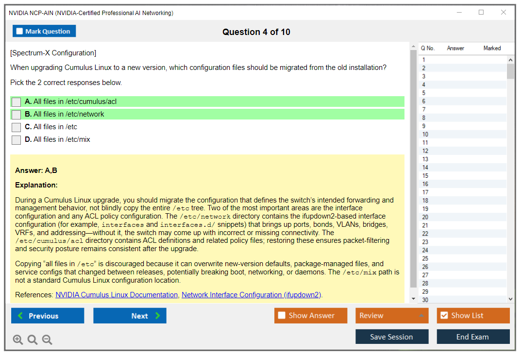 NVIDIA NCP-AIN (NVIDIA-Certified Professional AI Networking) Exam Simulator Test Engine Exam Question 4