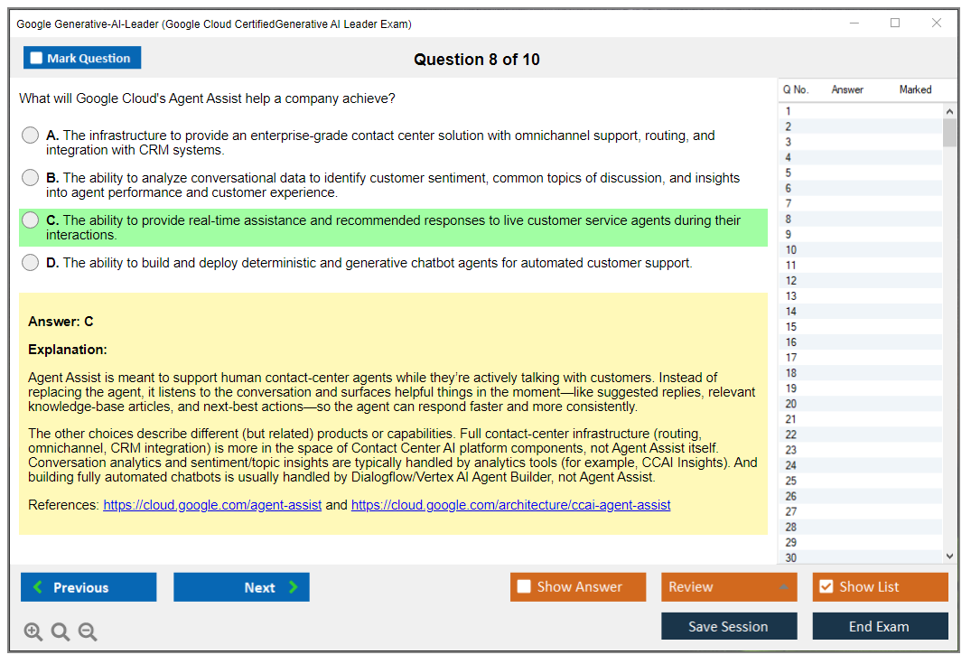 Google Generative-AI-Leader (Google Cloud CertifiedGenerative AI Leader Exam) Exam Simulator Test Engine Exam Question 8