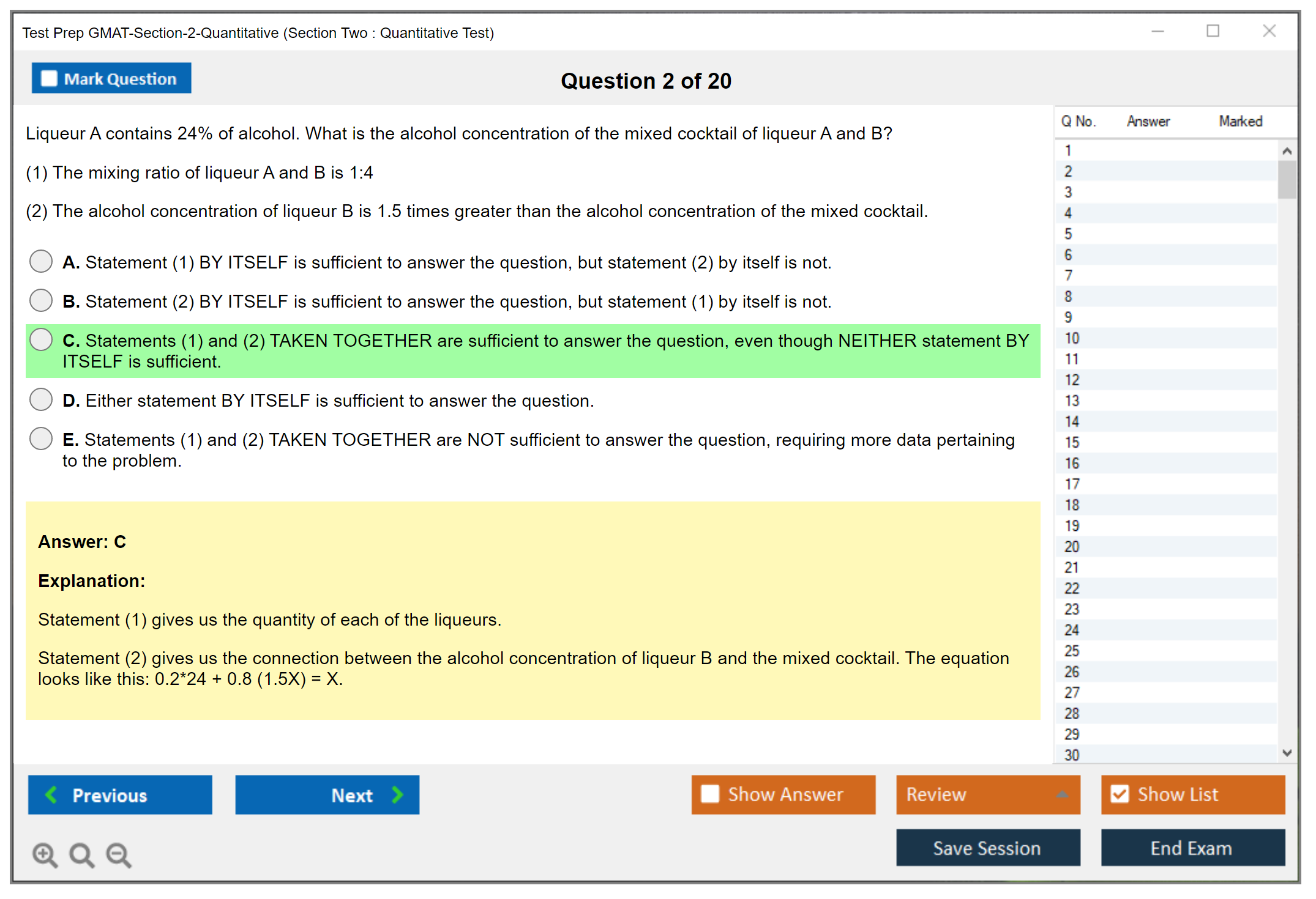Test Prep GMAT-Section-2-Quantitative (Section Two : Quantitative Test) Exam Simulator Test Engine Exam Question 2