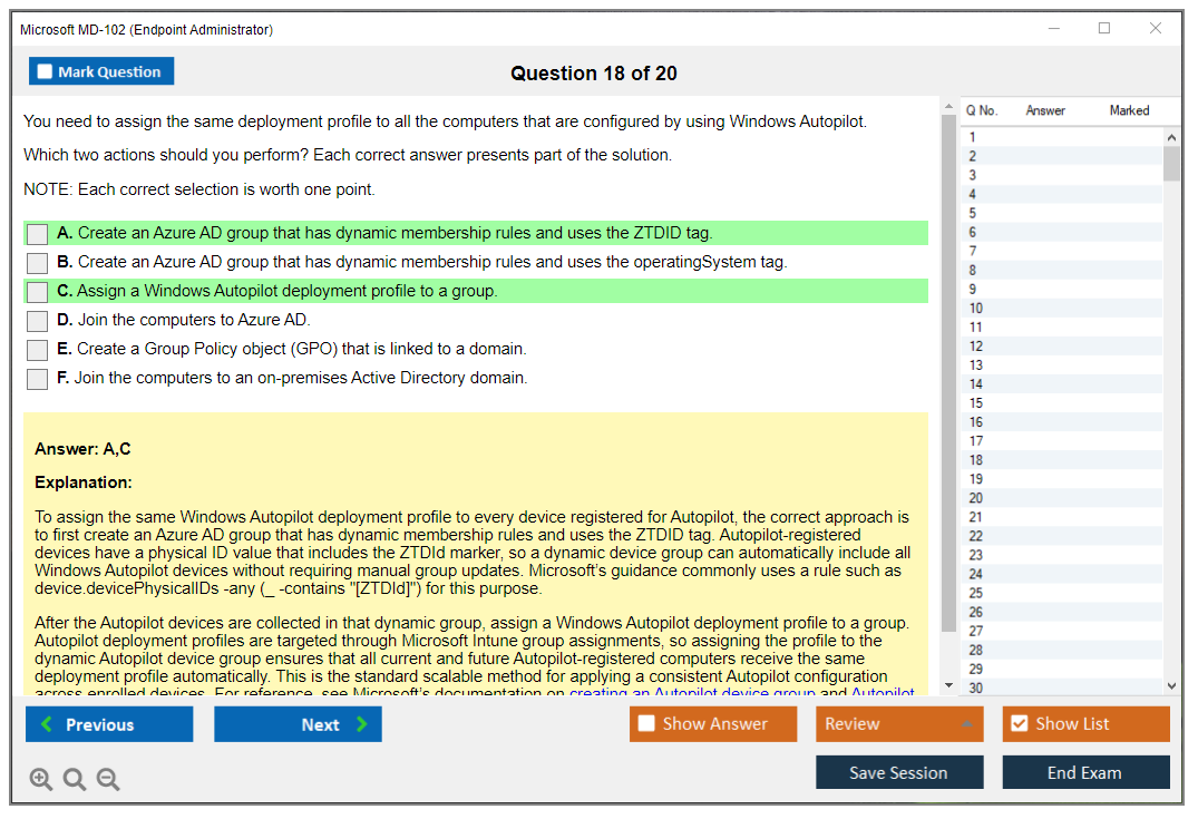 Microsoft MD-102 (Endpoint Administrator) Exam Simulator Test Engine Exam Question 18
